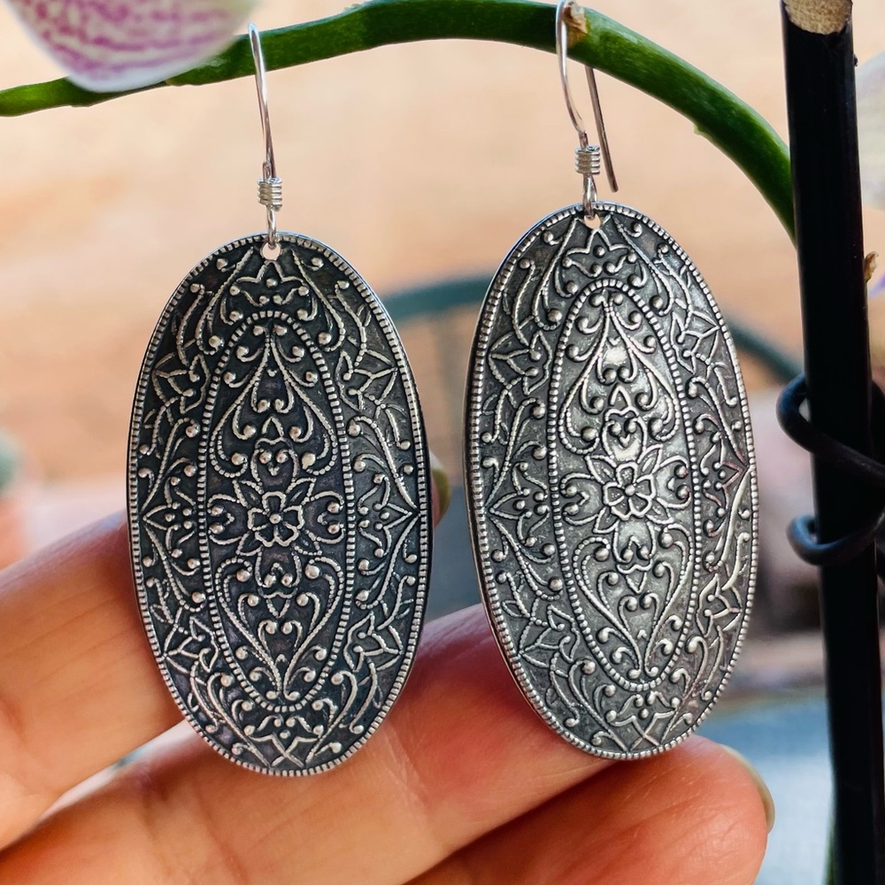 Antique Silver Filigree Earrings NWOT